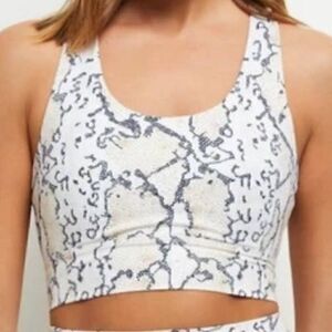 Allfenix Anthropologie Long Line Sports Bra Size Small Reptile Snake Print Cream